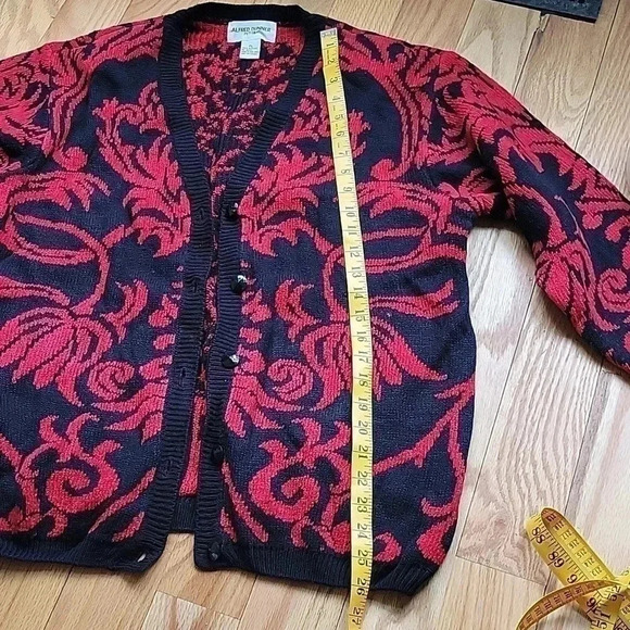 Vintage Alfred Dunner Red Black Cardigan Large Petite - Picture 8 of 10
